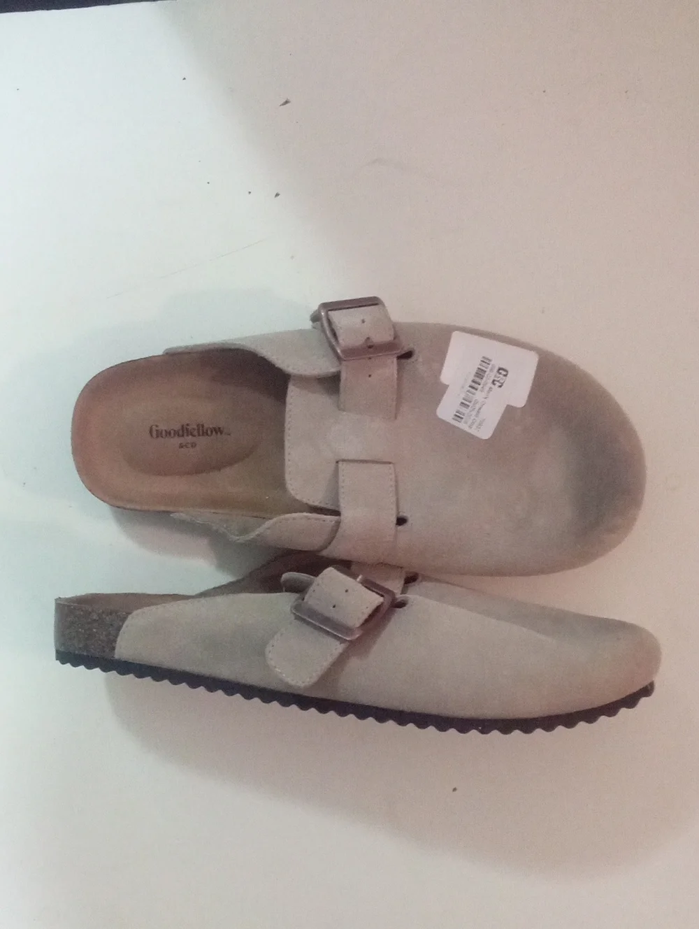 Mens Goodfellow & Co Taupe Suede Buckle Clog Mules Sz 7 NWT $45 Oswald
